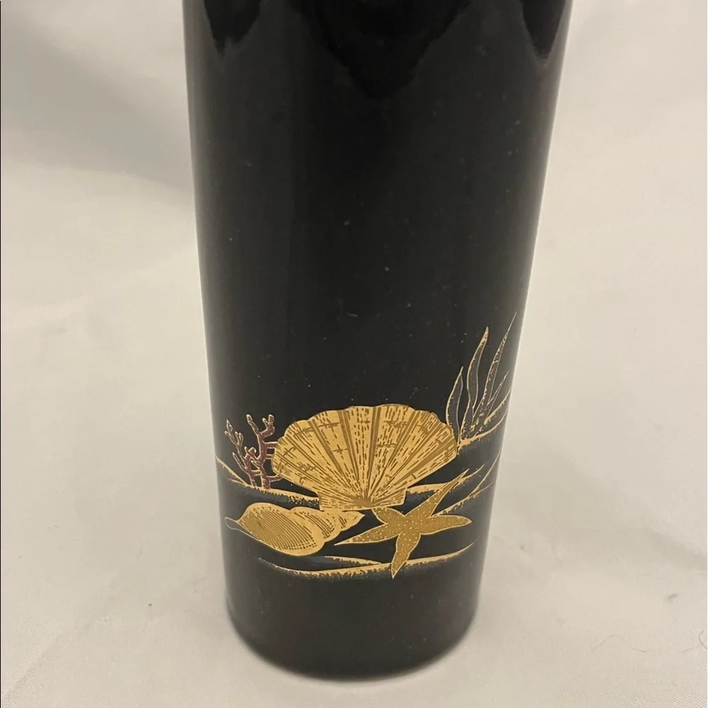 Black Otagiri Scallop Seashell Vase, MCM EUC